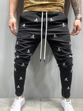 Print Skull Lace-Up Mænds Afslappede Bukser