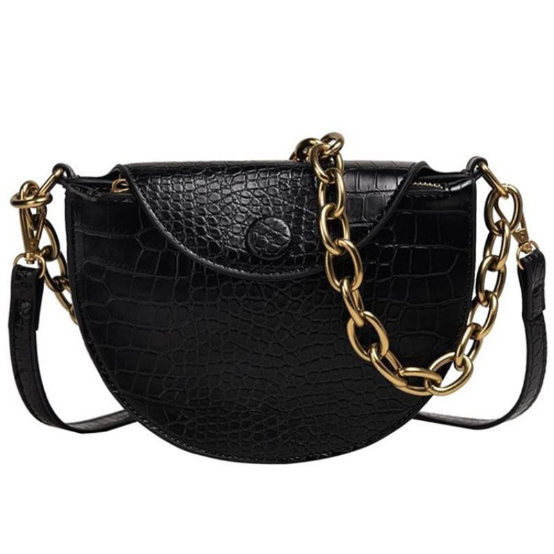 Alligator Pu Thread Saddle Crossbody Tasker