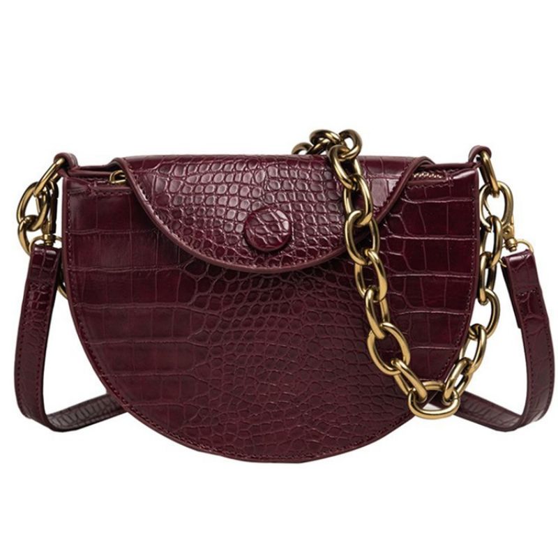 Alligator Pu Thread Saddle Crossbody Tasker