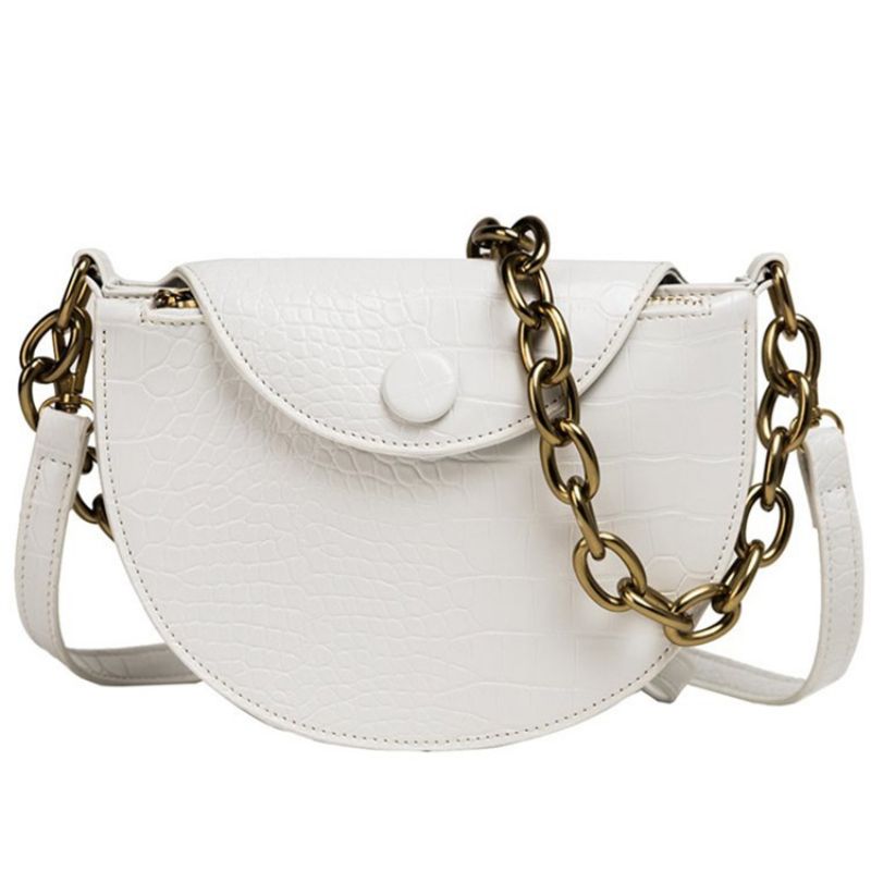 Alligator Pu Thread Saddle Crossbody Tasker