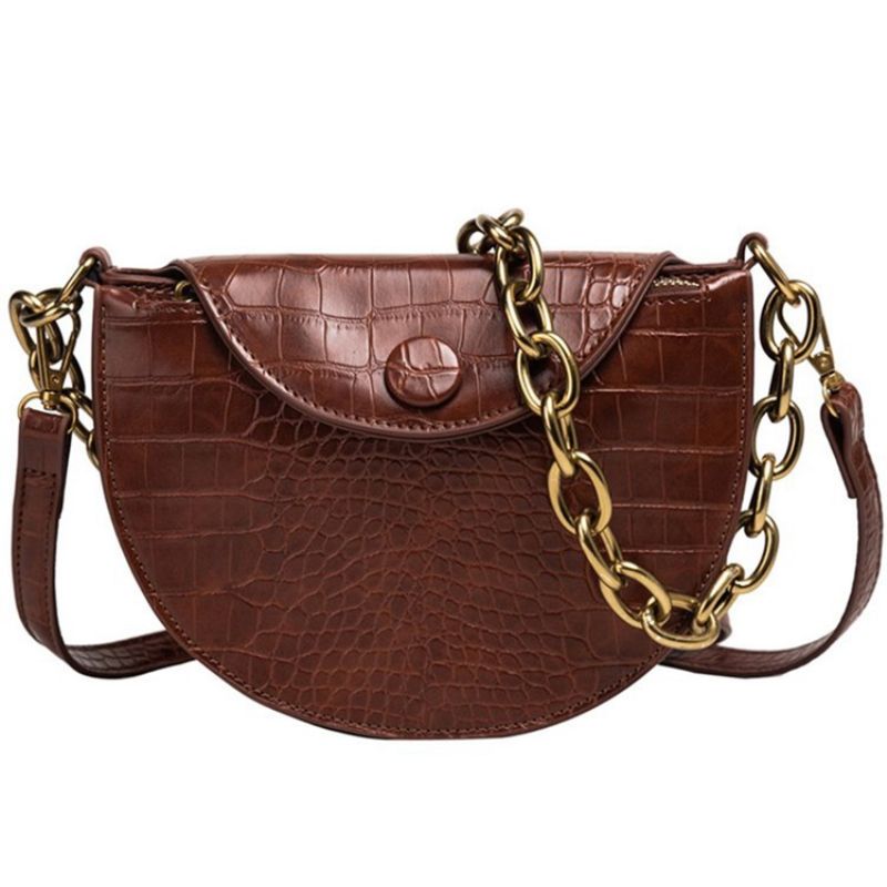 Alligator Pu Thread Saddle Crossbody Tasker