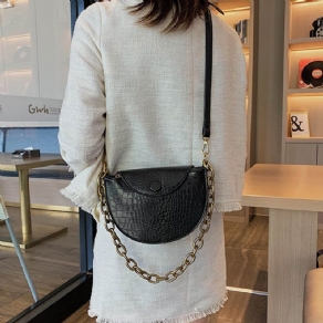 Alligator Pu Thread Saddle Crossbody Tasker