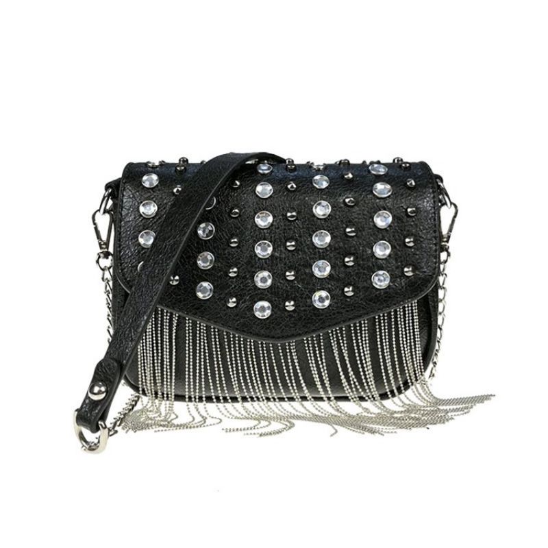 Almindeligt Pu-Diamant Rektangel-Crossbody-Tasker