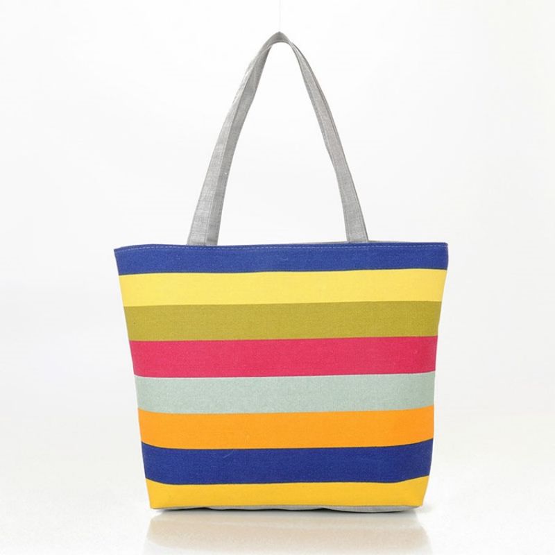 Casual Stripe Canvas Håndtaske