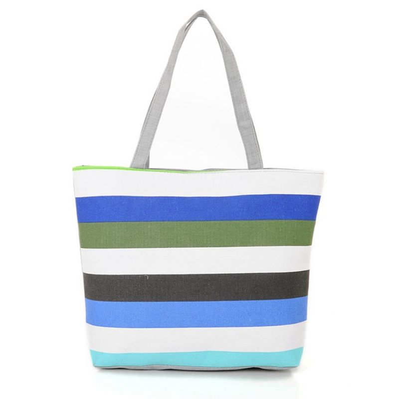 Casual Stripe Canvas Håndtaske