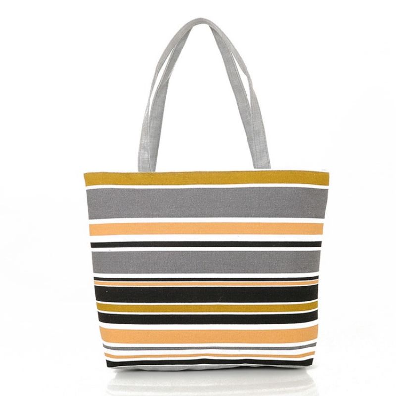 Casual Stripe Canvas Håndtaske