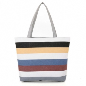 Casual Stripe Canvas Håndtaske