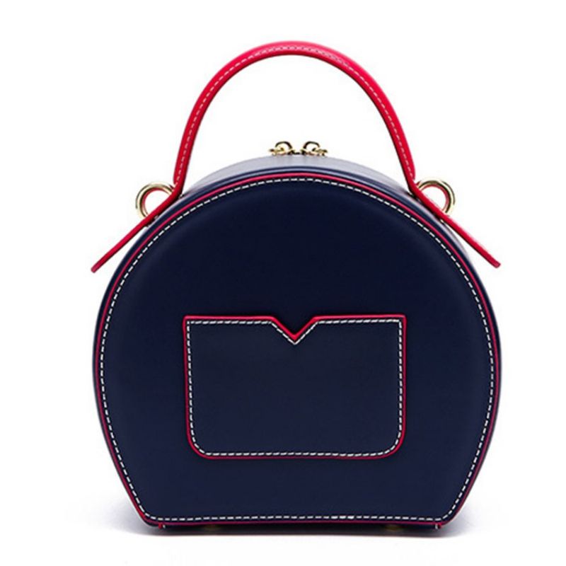 Color Block Pu Cirkulære Crossbody-Tasker