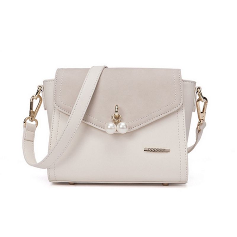 Ensfarvet Perledekoration Crossbody-Taske