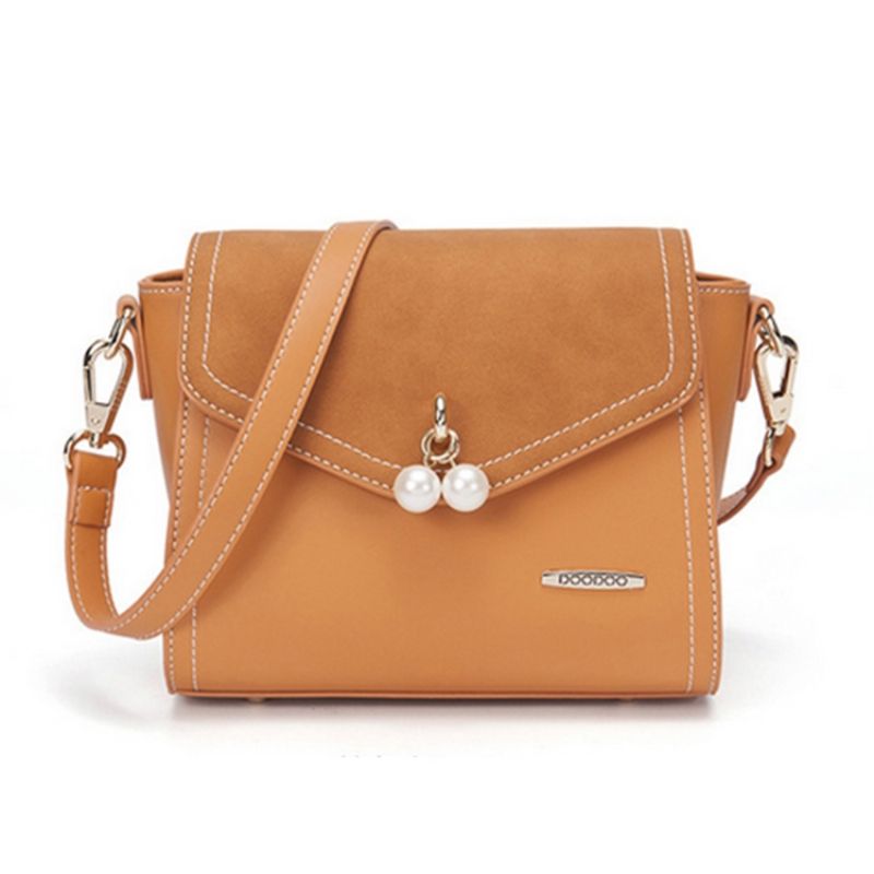 Ensfarvet Perledekoration Crossbody-Taske