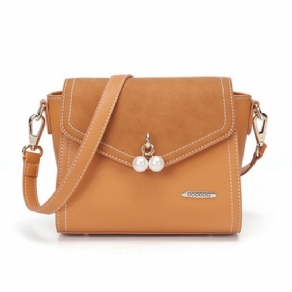 Ensfarvet Perledekoration Crossbody-Taske