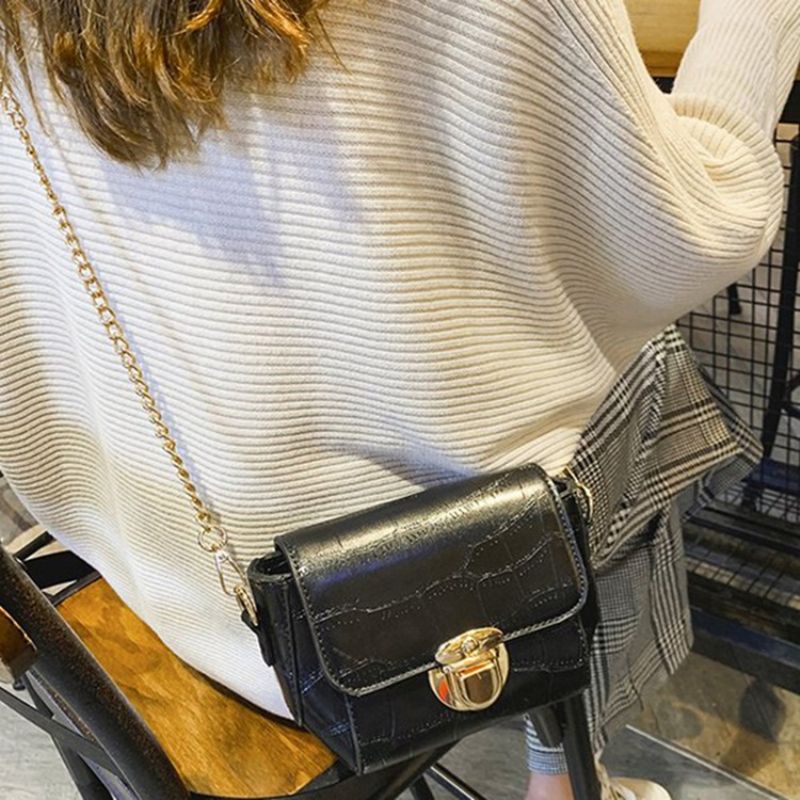 Kæde Pu Alligator Rektangel Crossbody-Tasker