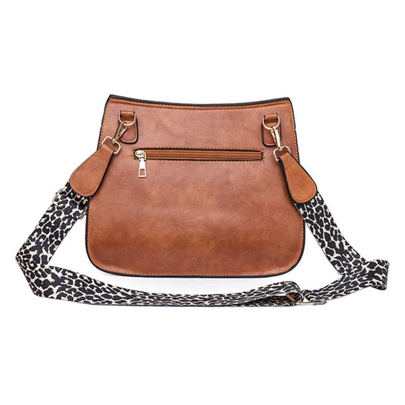 Leopard Pu Rivet Shell Skuldertasker