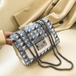 Plaid Lock Pu Rektangel Crossbody Tasker