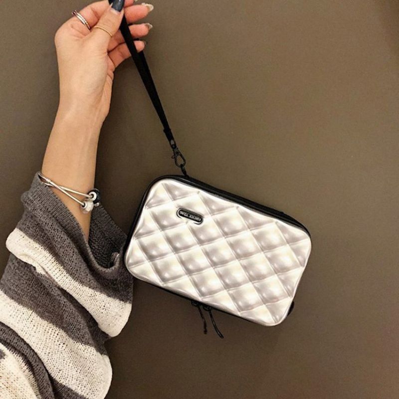 Plaid Prægede Pvc-Flap Crossbody-Tasker