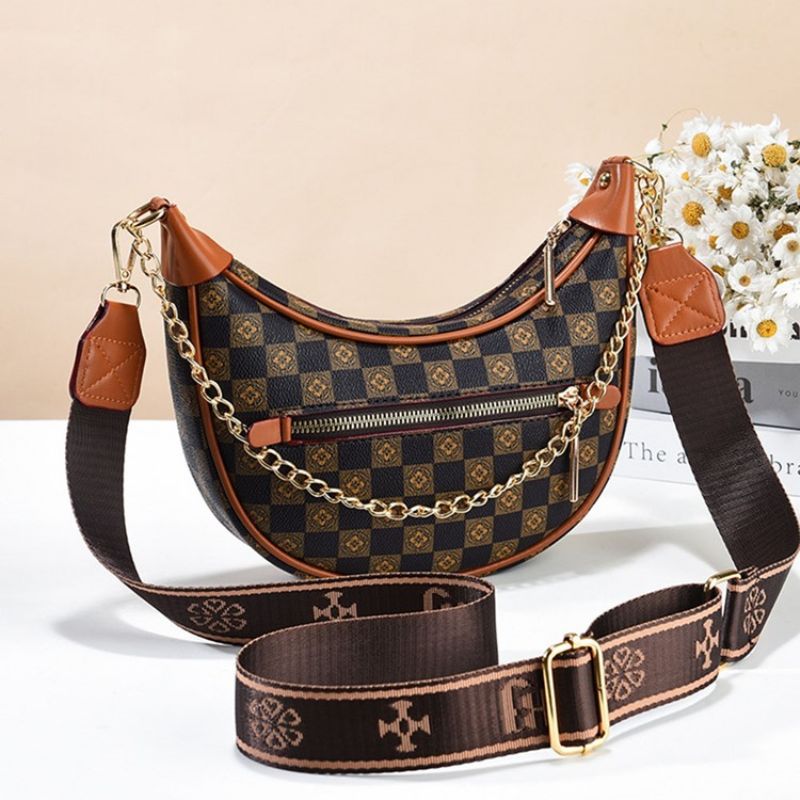 Plaid Pu Tråd Hobos Crossbody Tasker