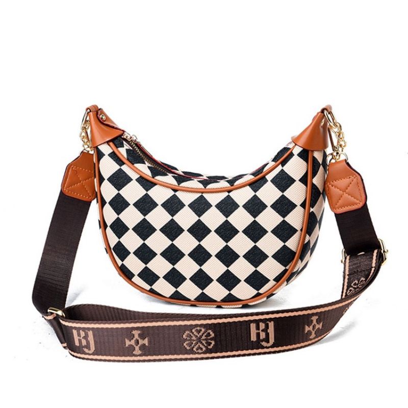 Plaid Pu Tråd Hobos Crossbody Tasker