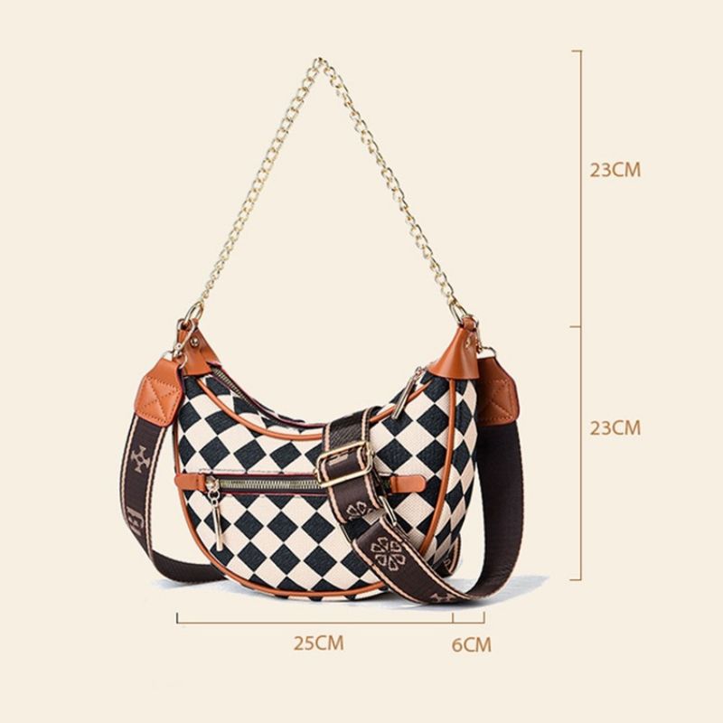 Plaid Pu Tråd Hobos Crossbody Tasker