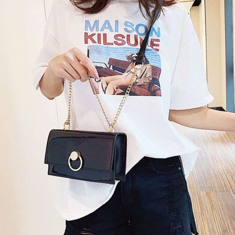 Plain Chain Rektangle Crossbody Tasker