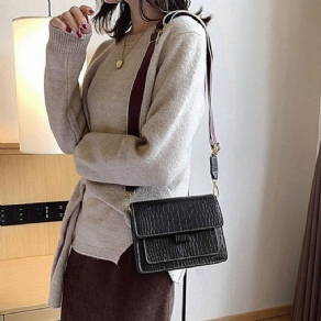 Prægning Alligator Pu Rektangel Casual Crossbody Tasker