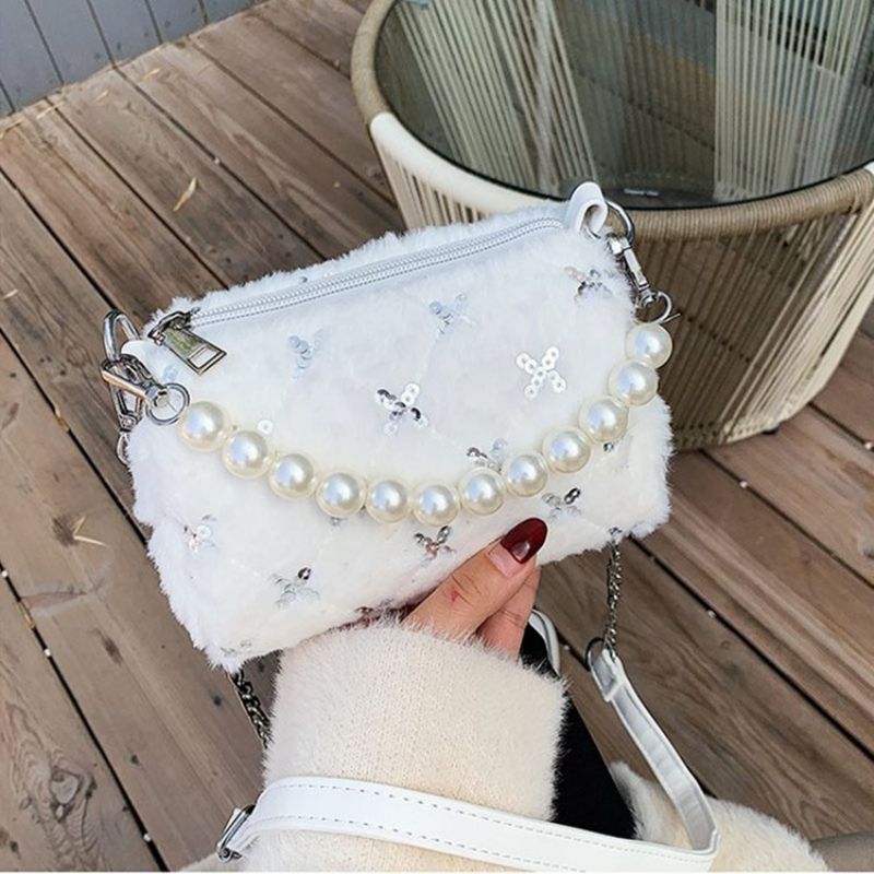 Pu Chain Circular Vinter Crossbody Tasker