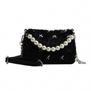 Pu Chain Circular Vinter Crossbody Tasker