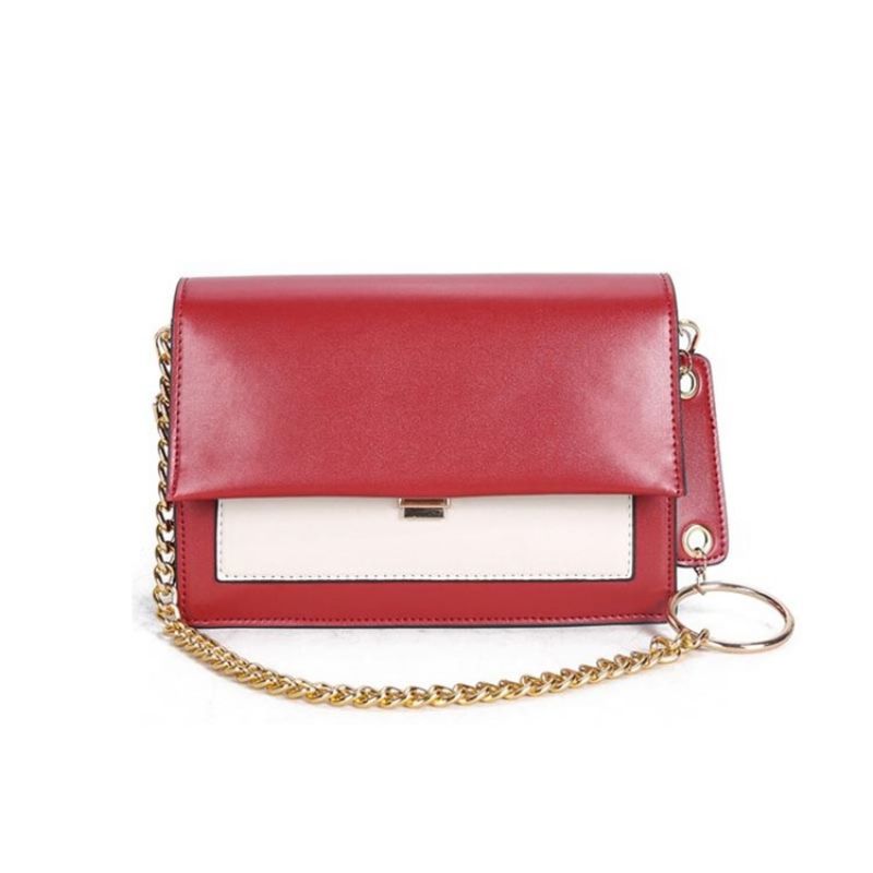 Pu Color Block Chain Rektangle Crossbody Tasker