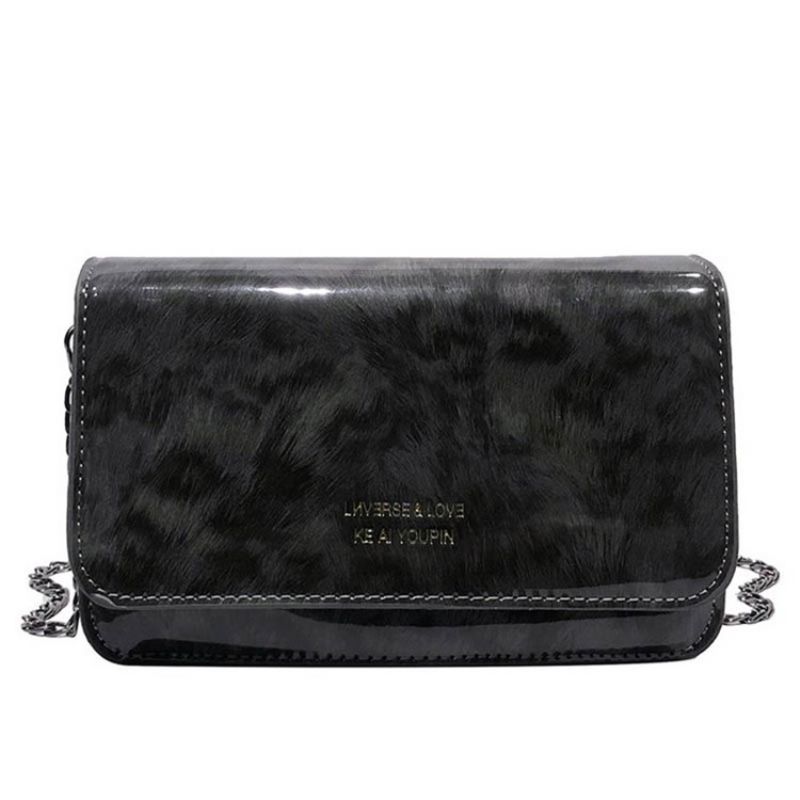 Pu Kæde Leopard Print Crossbody Taske