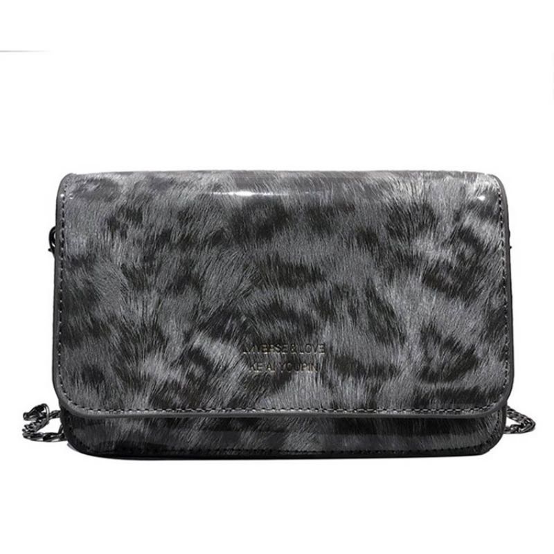 Pu Kæde Leopard Print Crossbody Taske