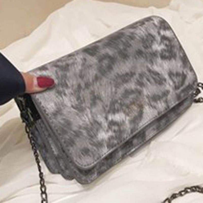 Pu Kæde Leopard Print Crossbody Taske