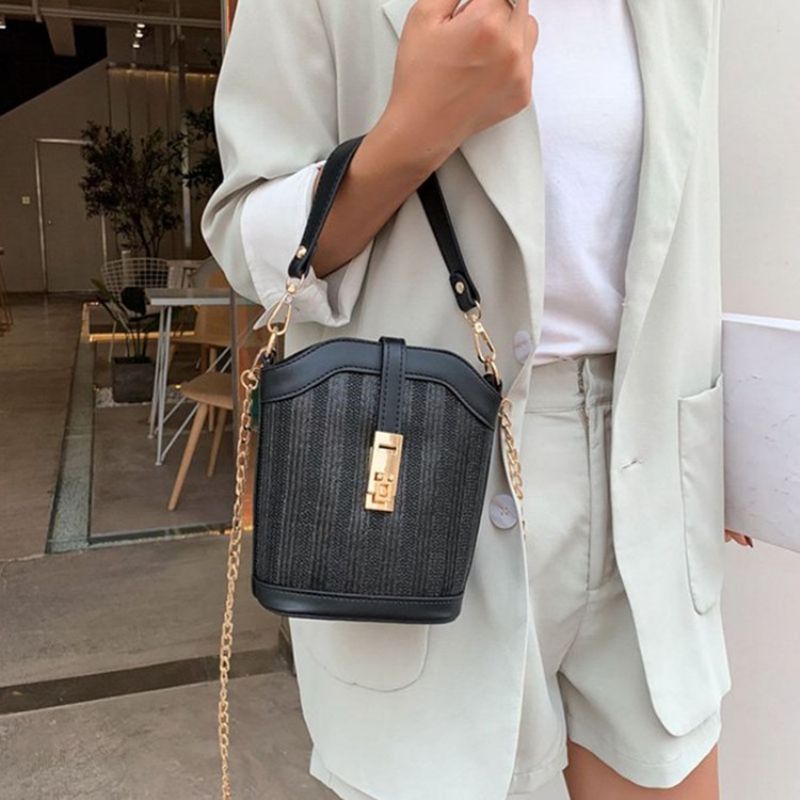 Pu-Lås Tøndeformede Crossbody-Tasker