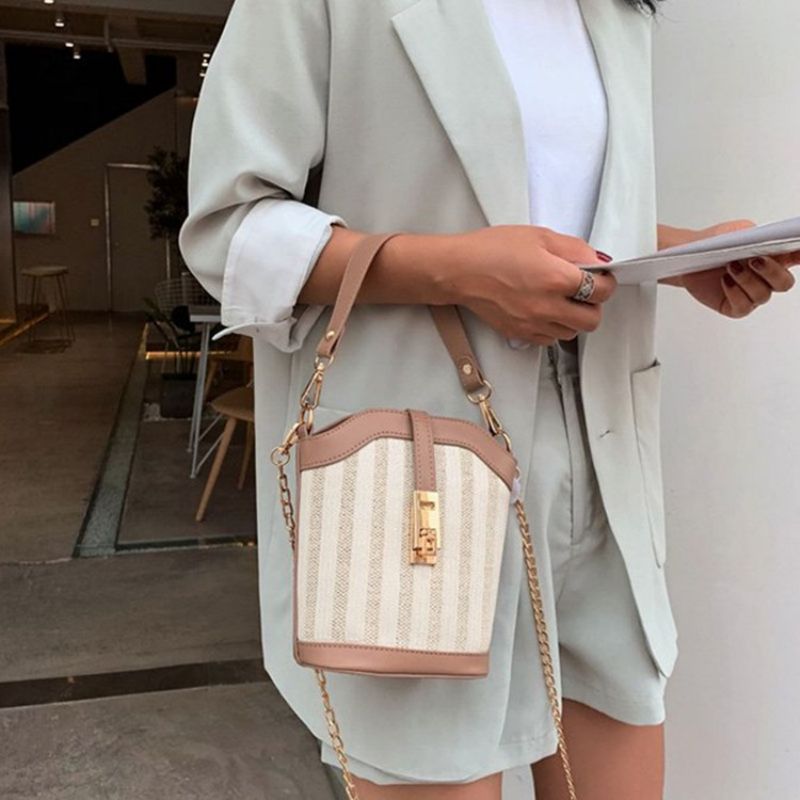 Pu-Lås Tøndeformede Crossbody-Tasker