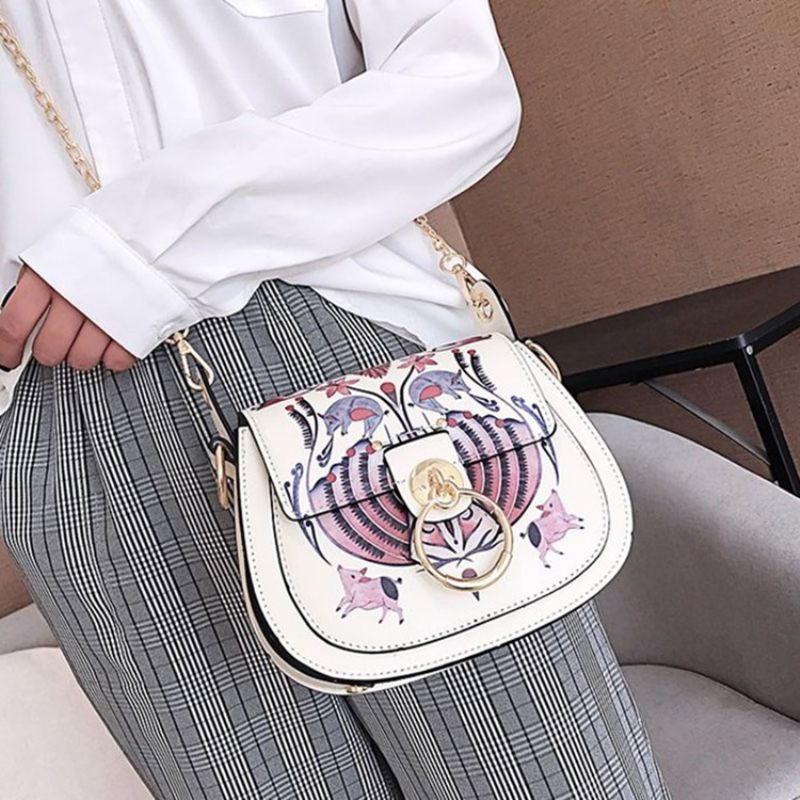 Pu Lock Cartoon Saddle Crossbody Tasker