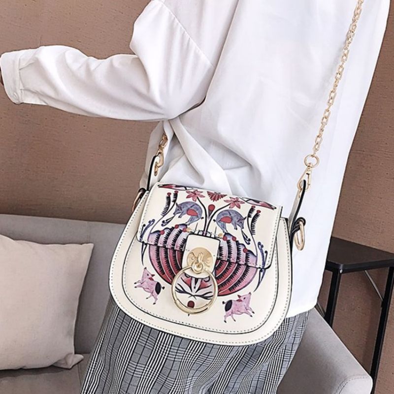 Pu Lock Cartoon Saddle Crossbody Tasker