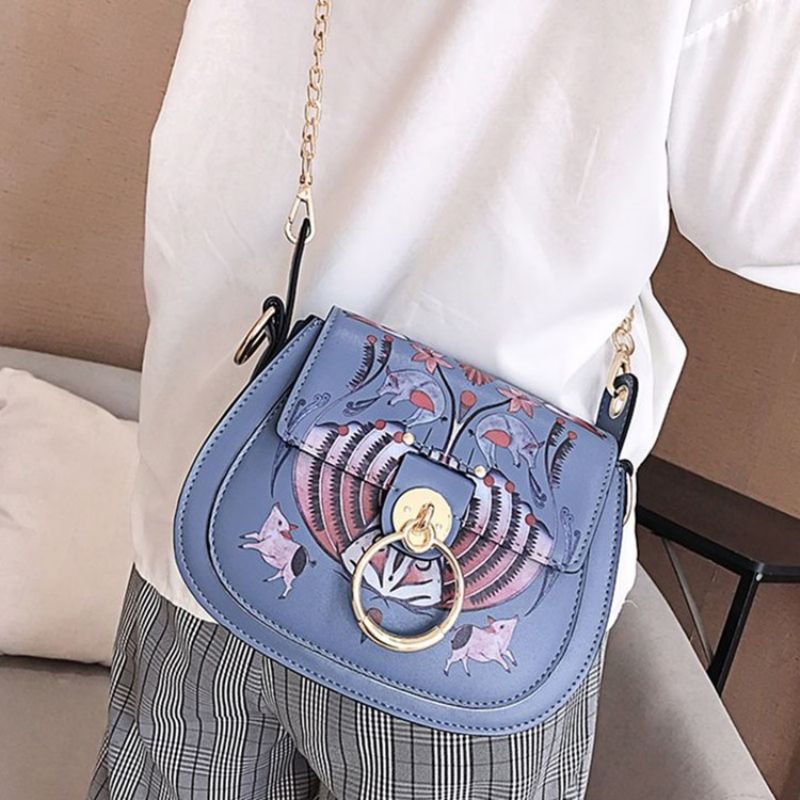 Pu Lock Cartoon Saddle Crossbody Tasker