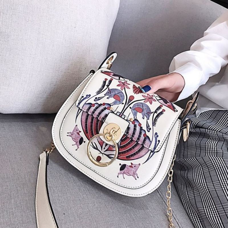 Pu Lock Cartoon Saddle Crossbody Tasker