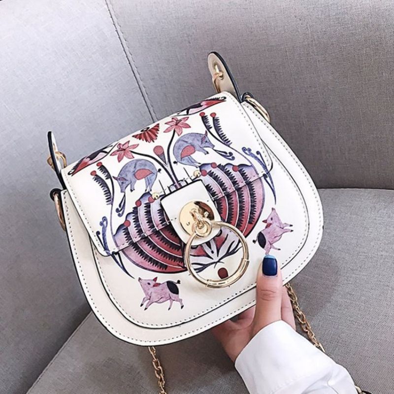 Pu Lock Cartoon Saddle Crossbody Tasker