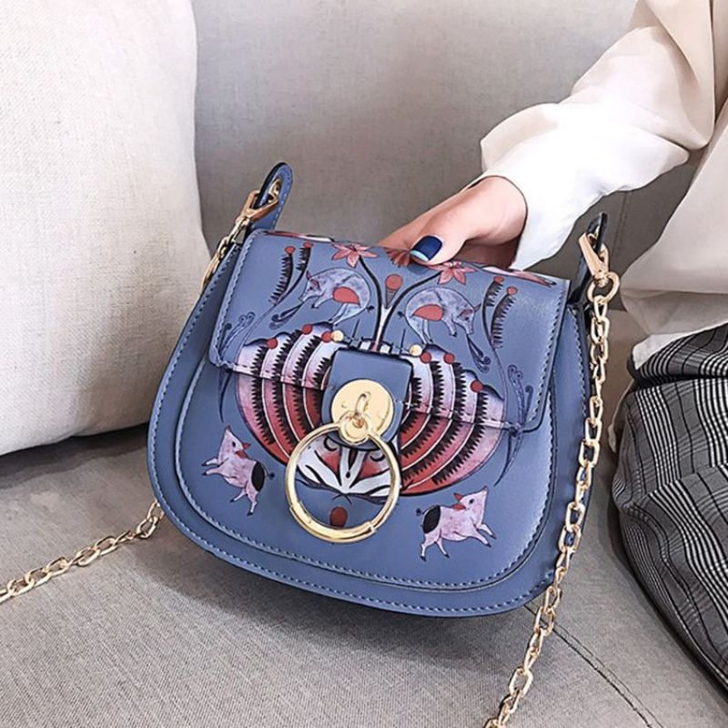 Pu Lock Cartoon Saddle Crossbody Tasker