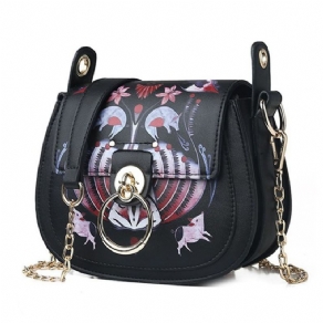 Pu Lock Cartoon Saddle Crossbody Tasker