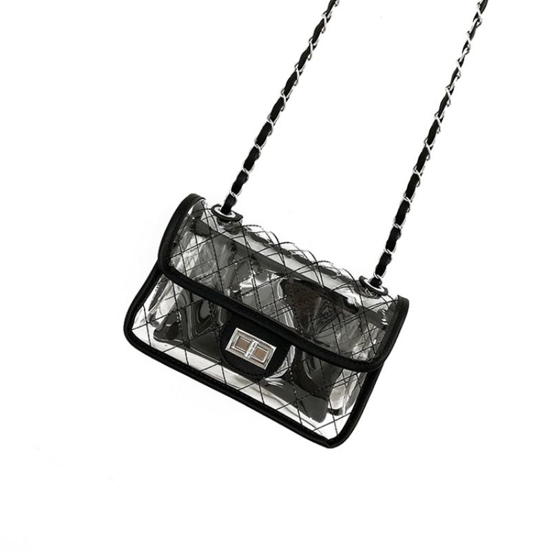 Pu Plaid Chain Crossbody Tasker Med Fjederflap