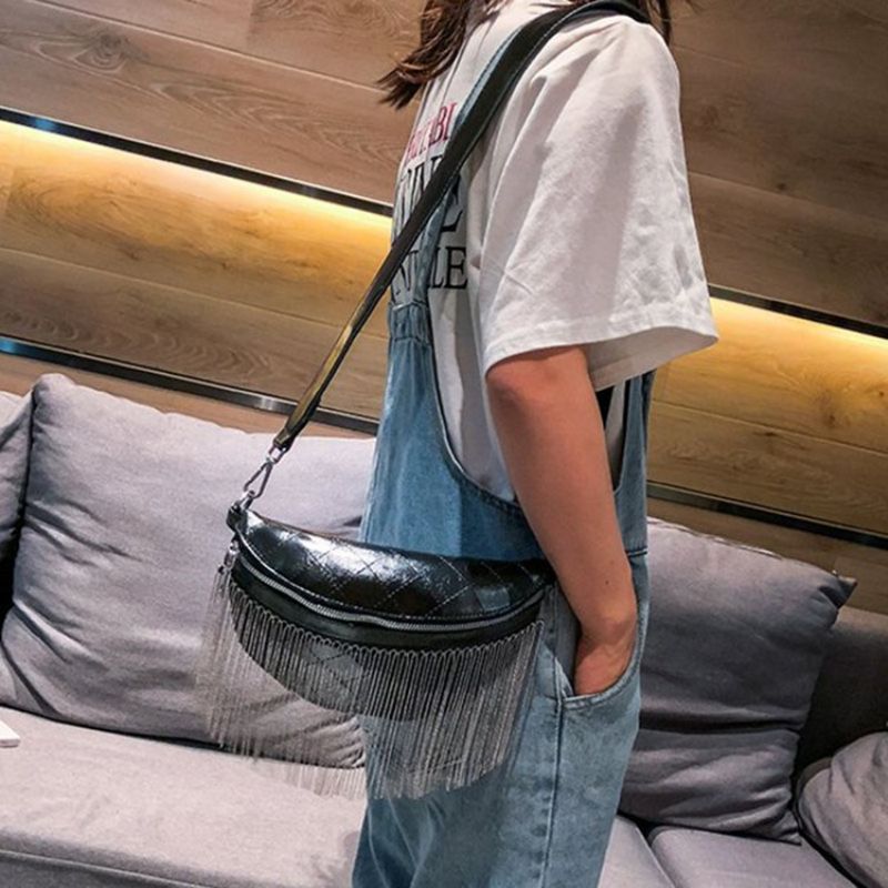 Pu Plaid Frynser Tråd Sadel Crossbody Tasker