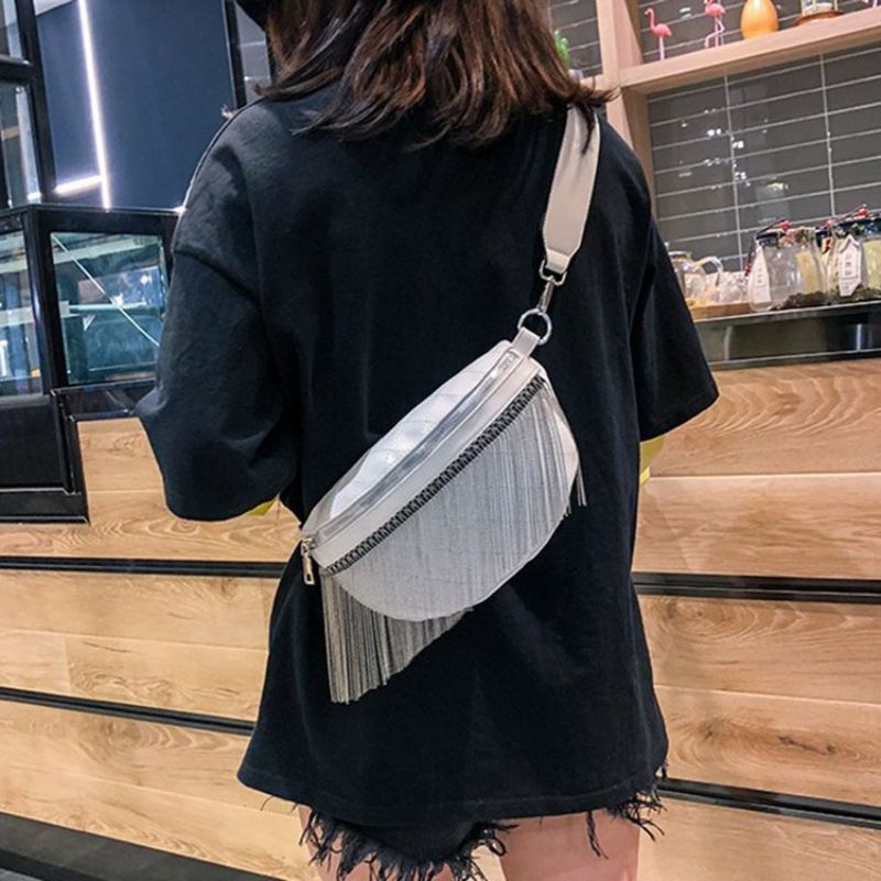 Pu Plaid Frynser Tråd Sadel Crossbody Tasker