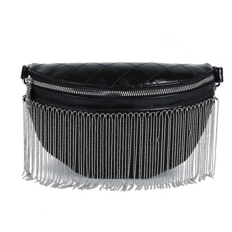 Pu Plaid Frynser Tråd Sadel Crossbody Tasker