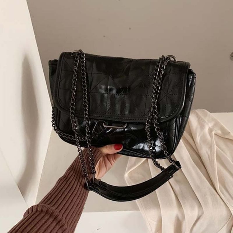 Pu Plaid Tråd Rektangle Crossbody Tasker