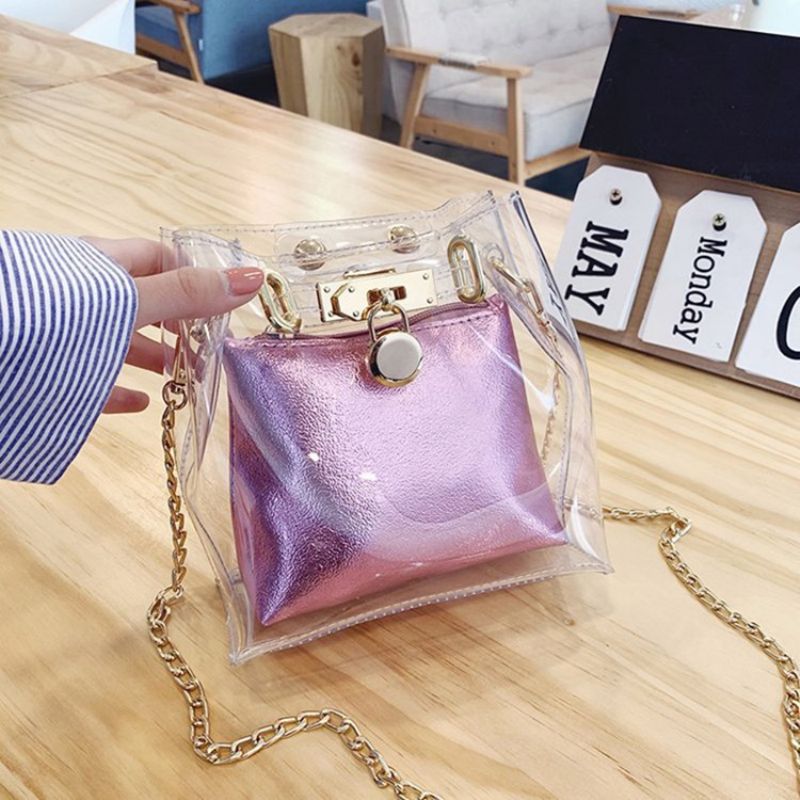 Pu Plain Chain Square Crossbody Tasker