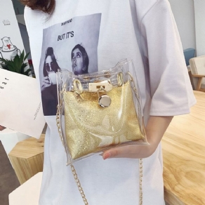 Pu Plain Chain Square Crossbody Tasker