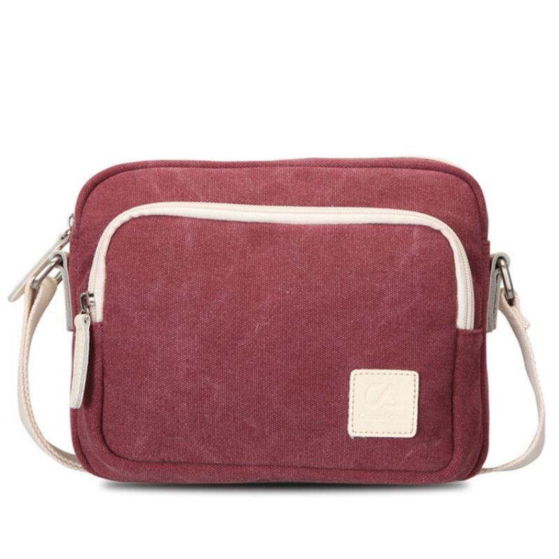 Simpel Vintage Lærreds Crossbody Taske