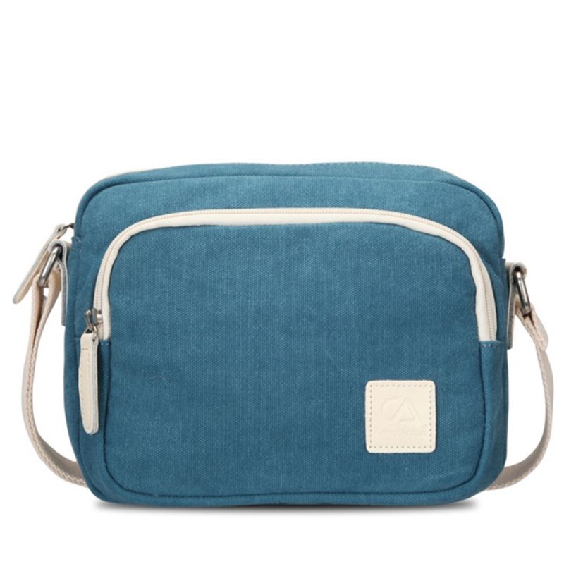 Simpel Vintage Lærreds Crossbody Taske