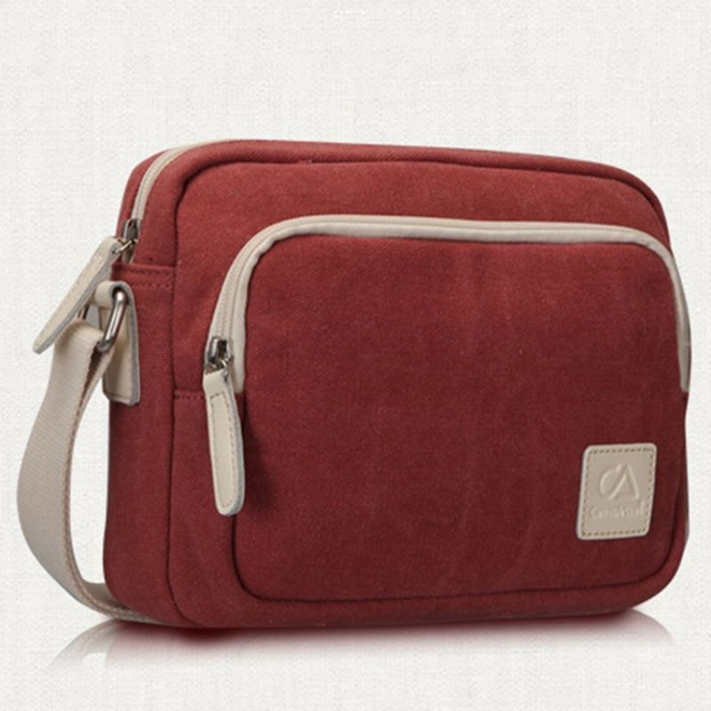 Simpel Vintage Lærreds Crossbody Taske