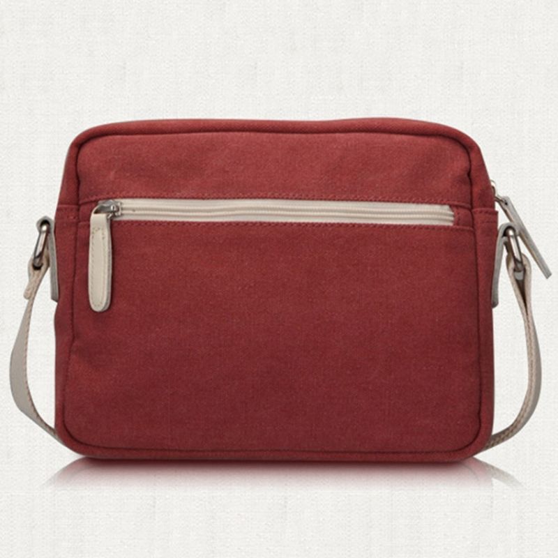 Simpel Vintage Lærreds Crossbody Taske